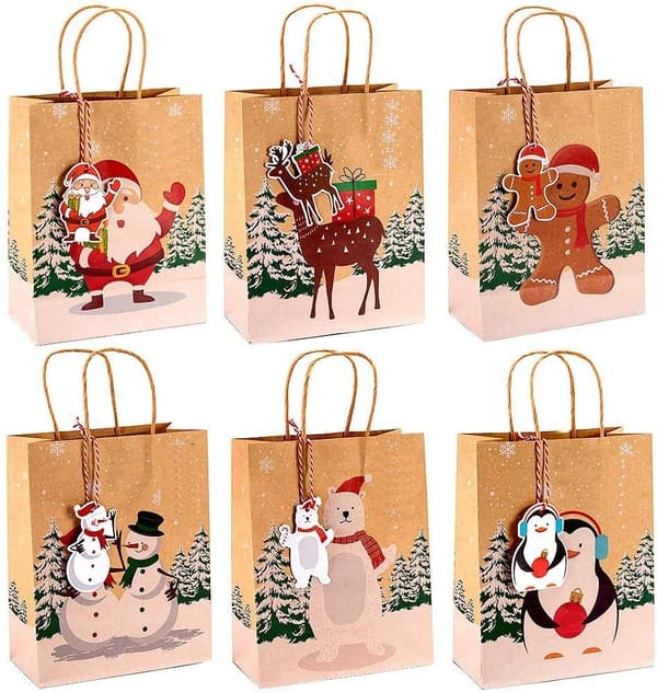 24-pack julgåvoväskor, 23 x 18 x 9 cm, för julfestgåvodekoration