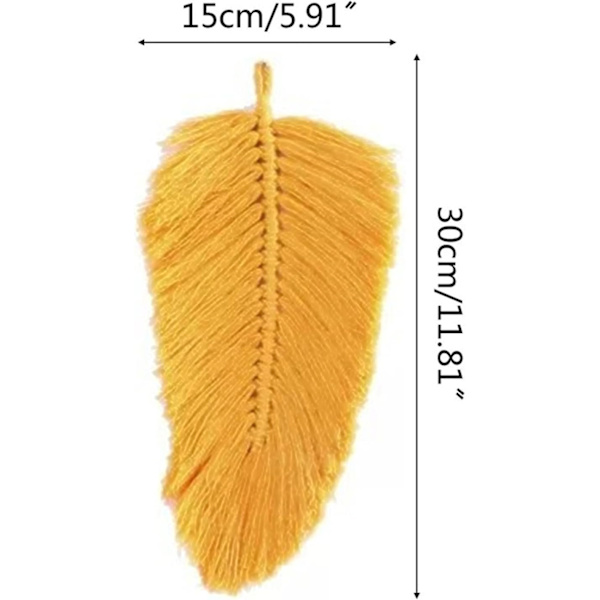 2-pack Macrame väggdekoration Boho dekoration Blad vävd gobeläng för vardagsrumsdekoration (gul) Yellow