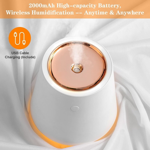 Hemma USB uppladdningsbar 500ML kalldimma luftfuktare med nattlampa (vit)