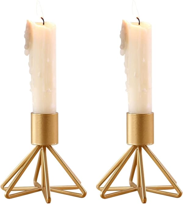 2 stk metall lysestake bryllup lysestake geometrisk lysestake gull kandelaber lysestaker