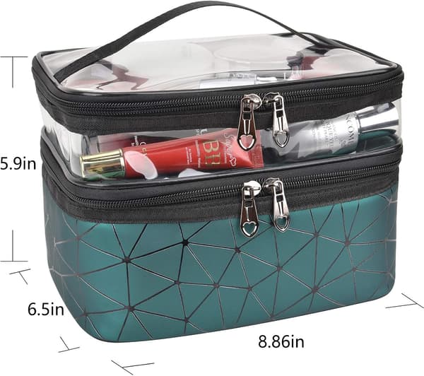 Makeup-väskor Dubbla lager Resekosmetiska väskor Makeup Organizer Toiletry Bags (grön) green