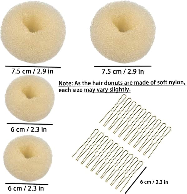 Hår Donut, 4 stk. Nem Bun Maker til hår, Doughnut Bun Buns Shaper (Sort)
