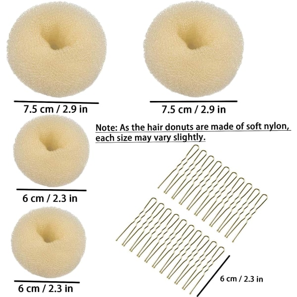 Hårmunk, 4 st Lätt bullmaskin för hår, formare av munkbullar (beige)