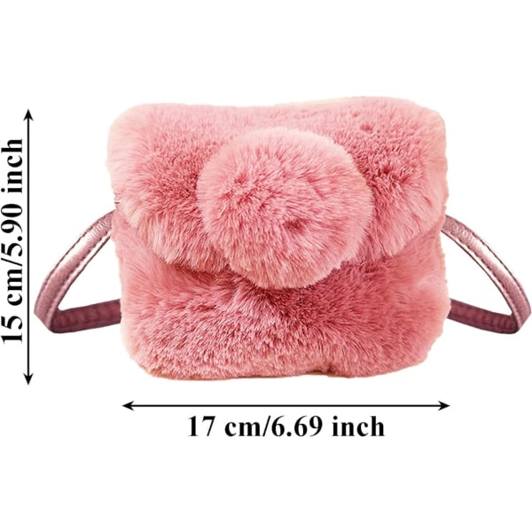 Plysch mini handväska för barn axelväska för barn flickor 3-12 (rosa)