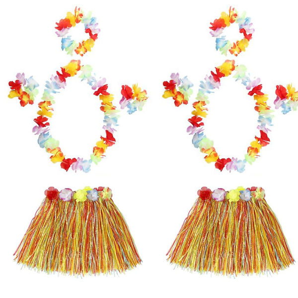 Hawaiian Party Hula Stretch Kostym Snygga blommor Pannband Flickor Kvinnor Festtillbehör Set med 2