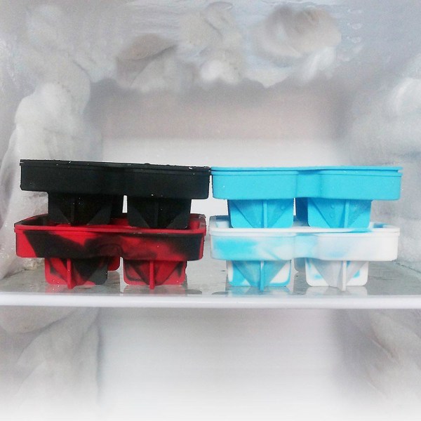 4 hålrum Diamantform 3D Ice Cube Form Maker Bar Party Silikonbrickor Form, blå blue