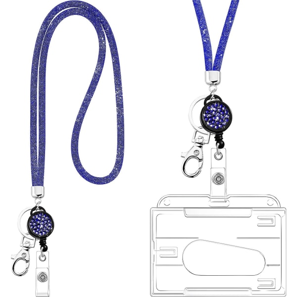 Korthållare med nyckelring Crystal Lanyard Halsband Badge Holder (kungsblå) Royal Blue