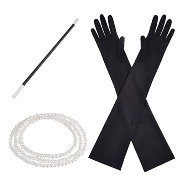 1920-talet Accessoarer Kostym Fancy Dress Plast Hållare Pearl Beads Långa handskar Set