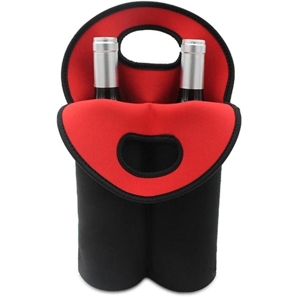 2 Flaskor Vinfodral 750ml Ölkylare Väska Neopren Värmeisolering för Utomhus Camping Picknick（röd） red