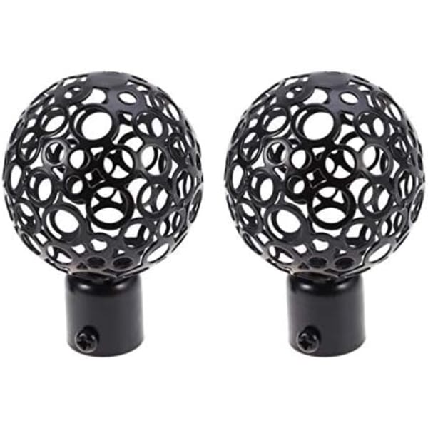 1 par aluminiumlegering gardinstångsändar för fönster 22mm (svart)