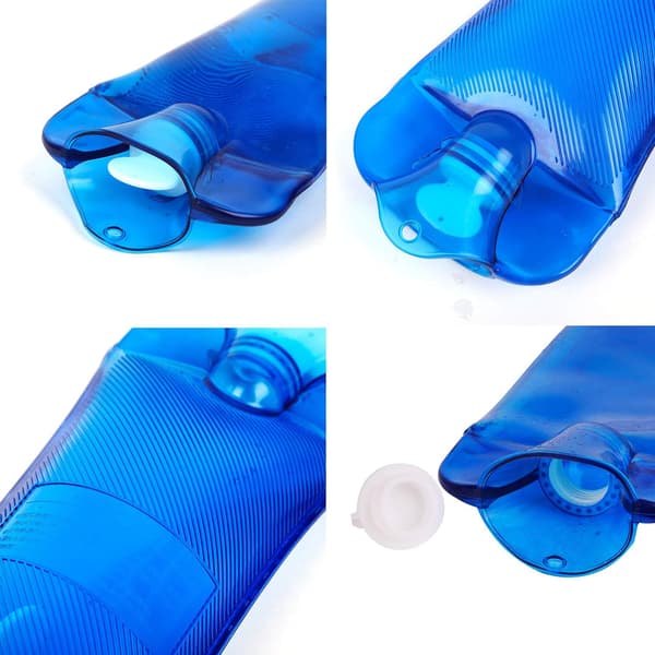 Lang stripe varmeflaske 2000ML PVC eksplosjonssikker varmeflaske (blå) Blue