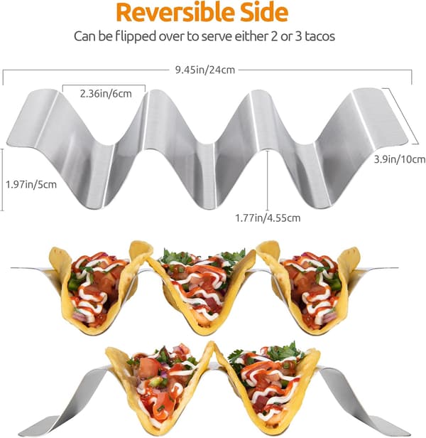 Stativsæt, 18/8 rustfrit stål tortilla rack bakker (sæt med 4)