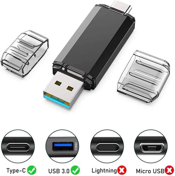 USB-tallennustila 64 Gt 2-in-1 Type-C-muistitikku USB-C-älypuhelimille, tableteille