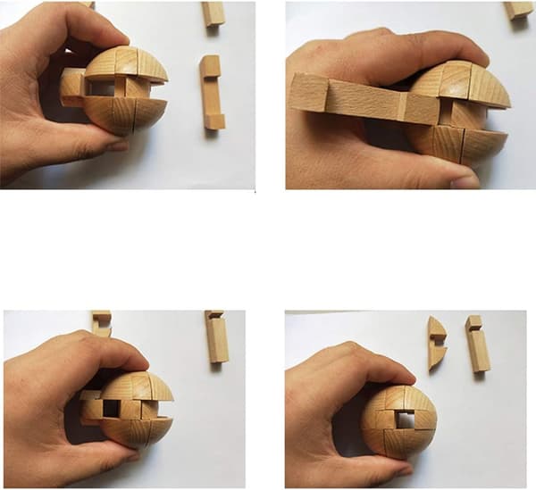 Hjernetrimleke i tre, \"Puzzle Magic Ball\", håndlaget