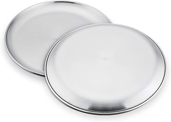 2 stk pizzabrett, rundt pizzabrett 26 cm pizzabrett i rustfritt stål