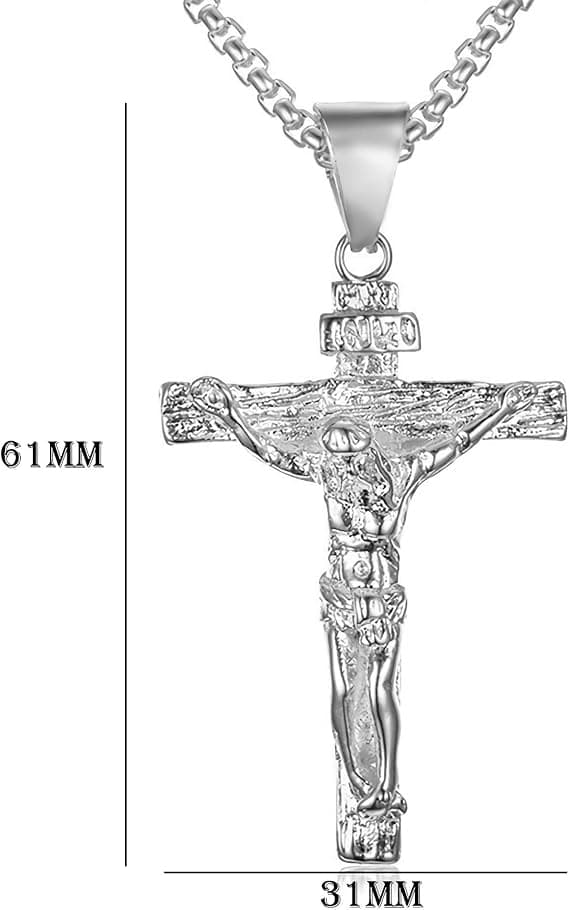 Krucifiks Halskæde Rustfrit Stål Jesus Kristus Dåb Kristne Smykker (sølv) Silver