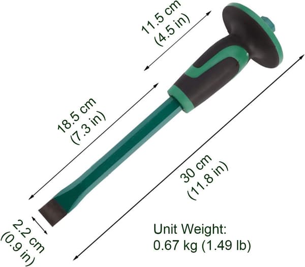 Mason Chisel med handskydd, 12 tum (30 cm) Heavy Duty Flat End Rock Concrete Mortar Stone Chisel
