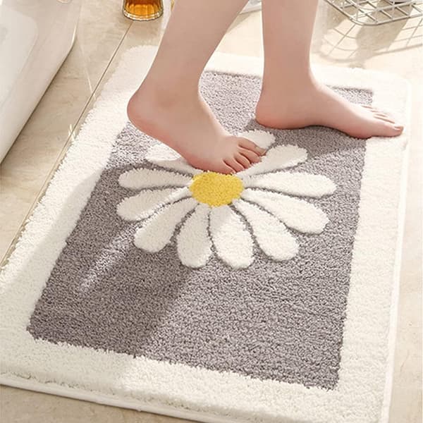 Badeværelse skridsikkert tæppe Daisy Superblød indgangspolstret måtte (grå, 40x60 cm) grey