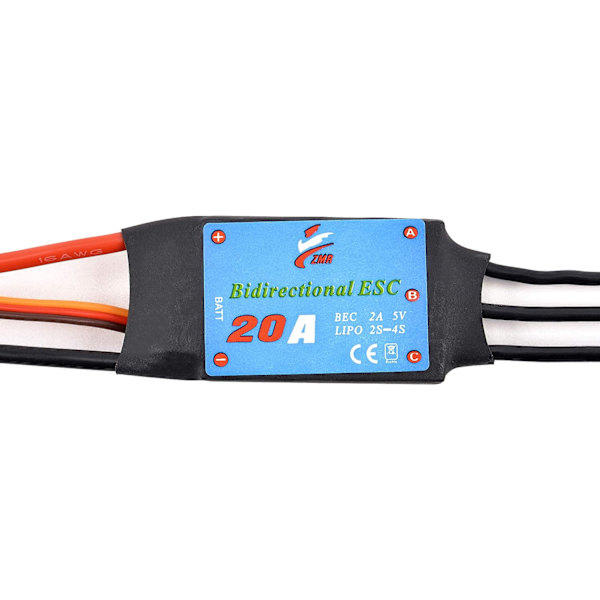 Dubbelriktad 20A borstlös ESC, marin pneumatisk undervattenspropeller 20A
