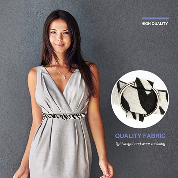 Dam Läderbälte Orm Läder Tryck Bred Midjebälte med Metallspänne för Jeans（Zebra） White