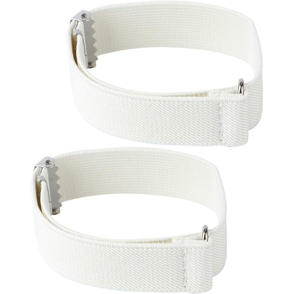 Manschett Anti-Slip Arm Loop Bartender Elastisk Ärm Loop Manschett 1 Par (Vit)