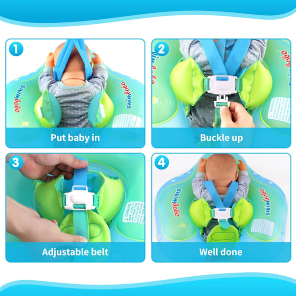 Baby simring med solskydd, justerbar uppblåsbar baby simring med luftpump, XL xl
