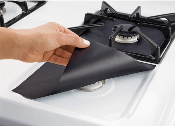 4 stk. gasblusbeskyttere, non-stick genanvendelig blusafdækning (sort) Black