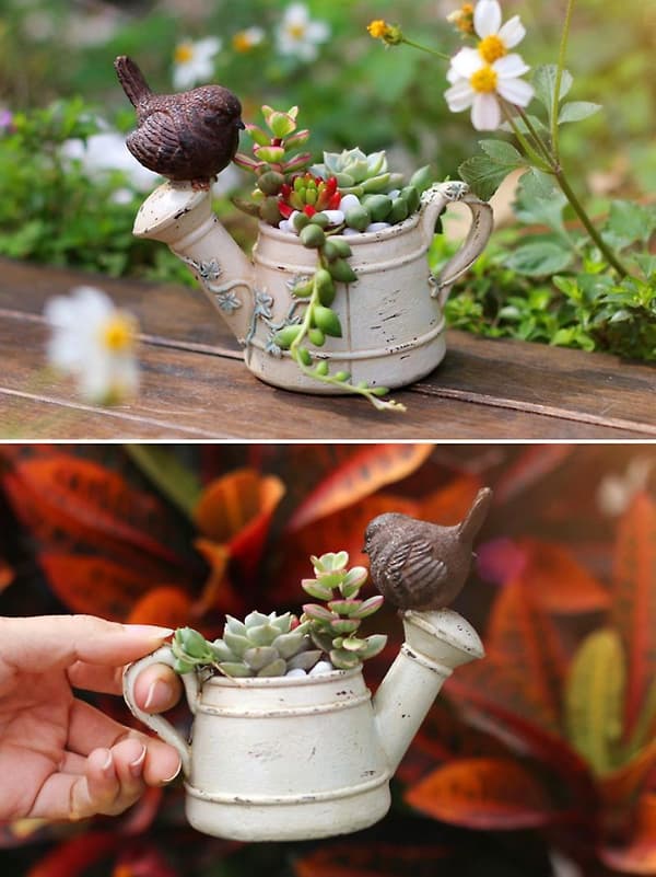 Fågeltillbehör Succulent Mini Resin Planter Växtbehållare (B) 1 st