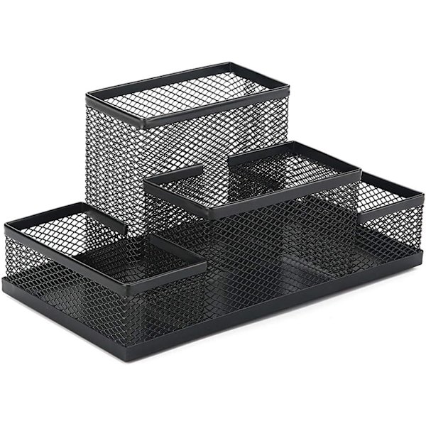 Nät skrivbordsarrangör i metall, pennhållare, arrangör för kontor och hem black
