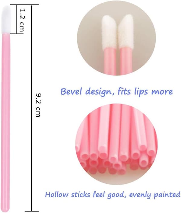 200 stk. engangs læbebørster læbestift makeupbørste gloss applikatorværktøj (pink) Pink