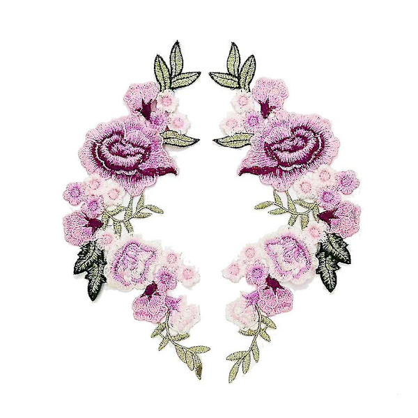 Vattenlösliga färgglada blommor kläder broderi lappar DIY lappar (ljus lila) 1 par Light purple