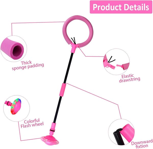 Børns blinkende sjippering, sports sjippebold, foldbar flash sjippebold, egnet (pink) pink