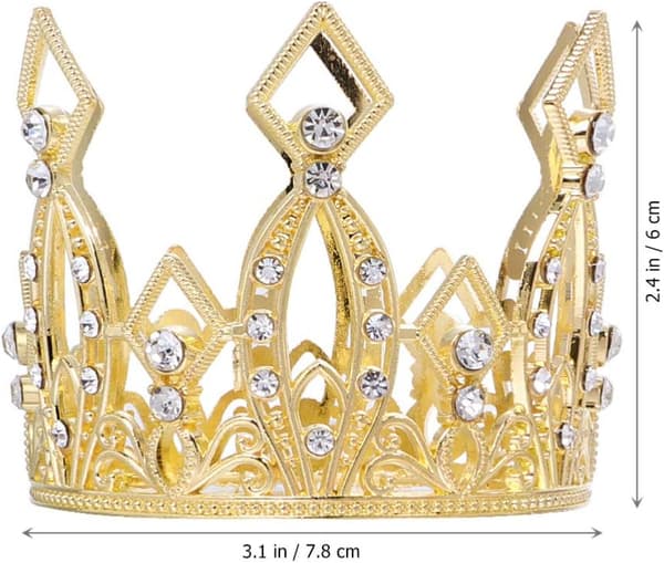 Krone Kaketopp til Bursdager Bryllup Prinsesse-tema Kakedekorasjoner til Babyshower (Gull) 2 stk gold