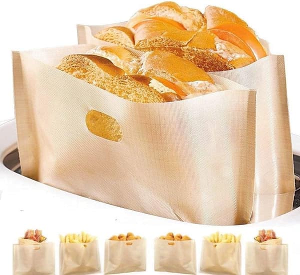 Non-stick genanvendelig toasterpose, 6 vaskbare teflon toastposer, 16*16.5CM