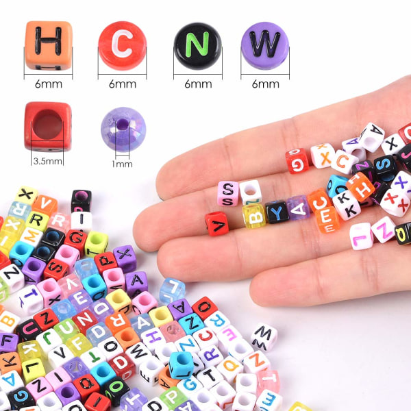 Paket med 1300 pärlor bokstäver för att trä akryl alfabetet färgglada bokstavspärlor DIY tillbehör