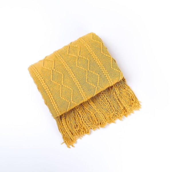 Mjuk stickad filt, vändbar filt, mjuk filt, gul 127*180cm - stil 2 color 4