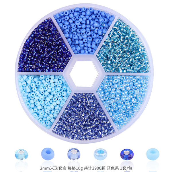 DIY pärlmaterial Smycken Tillbehör 6 Färg Glas Hirs Frö Bead Set blue 0.2 cm