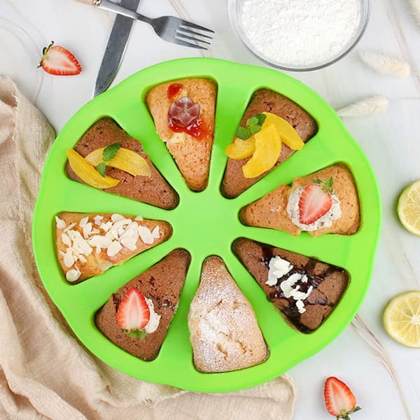 2 stk. trekantede kakeformer, silikon rund 8-hulls kakeform, silikon kakeform pizza