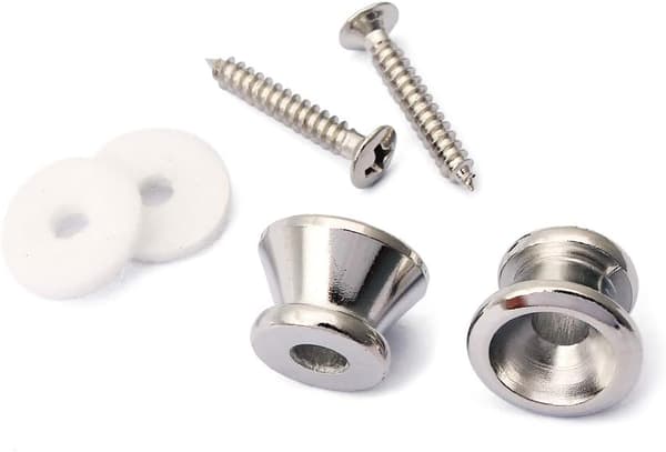 2 STK Gitarreimknapper med metallender Reimfester for gitarbass (sølv) silver