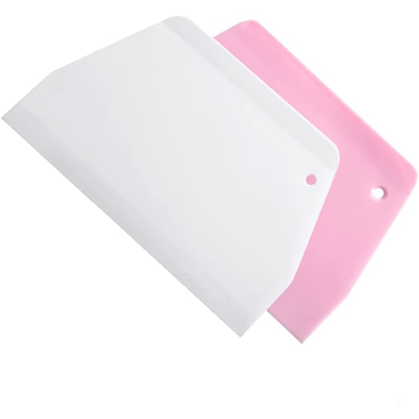 Förpackning med 2 Plast degskrapa Trapets degskrapa Stor degavdelare (vit/rosa)