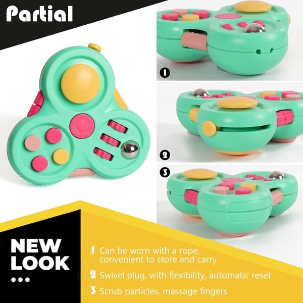 Fidget Pad Legetøj med 13 Fidget Funktioner, Controller Stressreducer, til Stresslindring, Angst, ADHD (sort) black