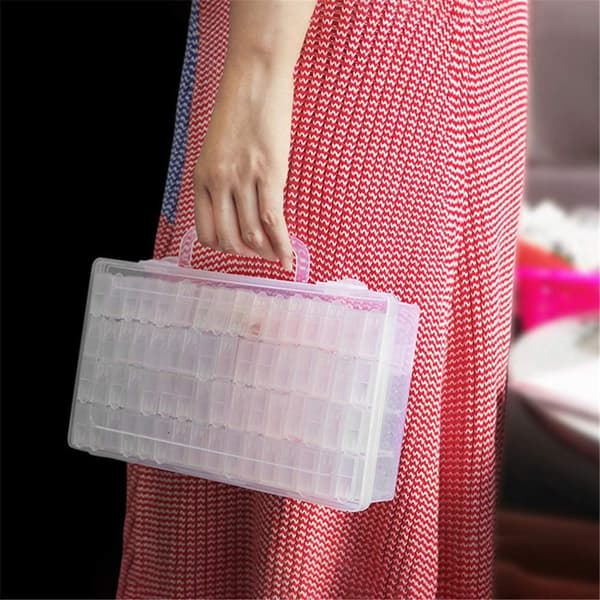 Glasperle opbevaringsboks Gennemsigtig Mini Plast Organizer DIY 64 Gitre