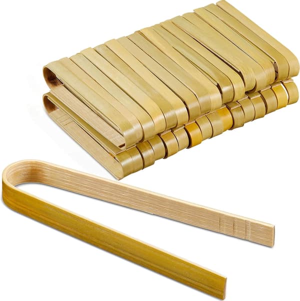 Mini bambustang 4 tommer lang ristetang Engangs trekoketang Bambusredskaper (90)