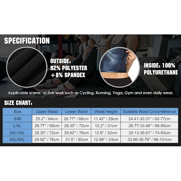 Midjeträningsrem PU Fitness Sportbälte Hot Sweat Body Shaper (blå S/M) blue S