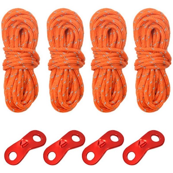 4 st Reflekterande Tältlinor Reflekterande Campinglina med Spännare, Polypropylenfiber