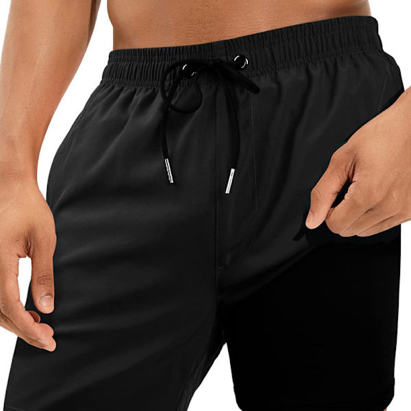 Badbyxor för män med kompressionsfoder, andningsbara badshorts, herrshorts för träning