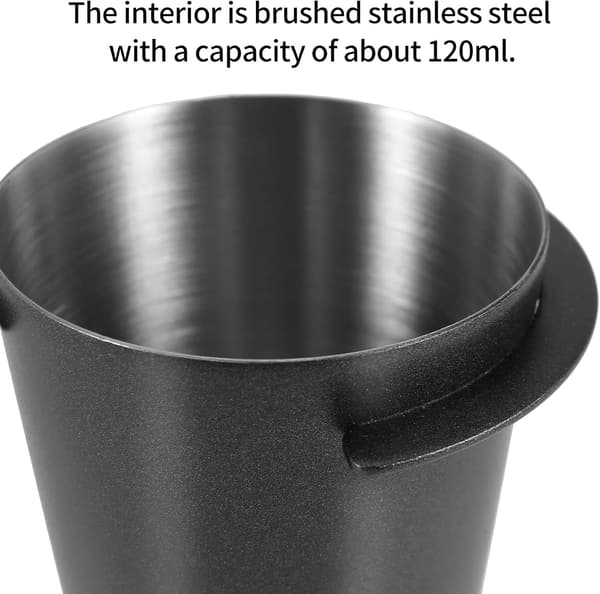 Doseringsskål i rustfrit stål, kaffesnus, kop, pulverføder kaffemoser (54 mm, sort)