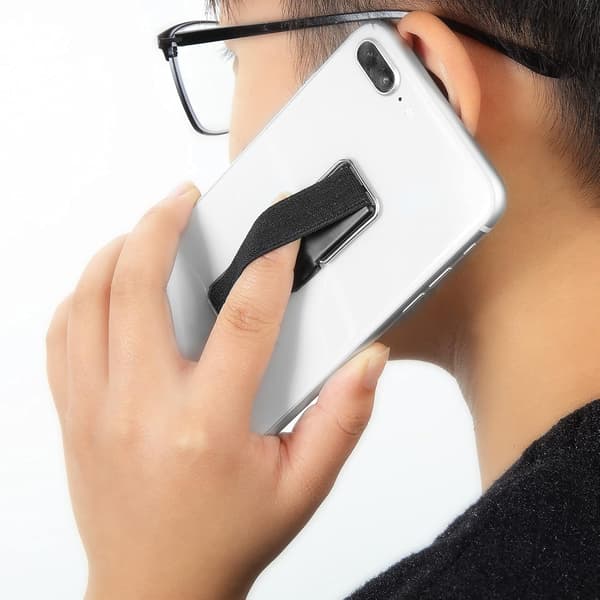 4 stykker elastisk telefonholder telefongreb fingerrem med holder til smartphone (sort) Black