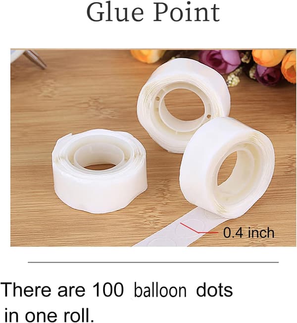 Sett med 6 ruller med tape for ballonger, dobbelthullstape for bursdagsfest, bryllup