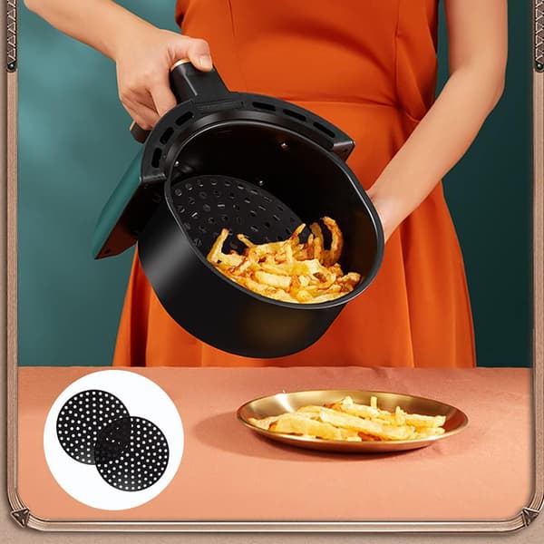 2-pack återanvändbara silikonmattor för airfryer, non-stick airfryer-foder silikonmattor (runda, 20 cm) 20cm